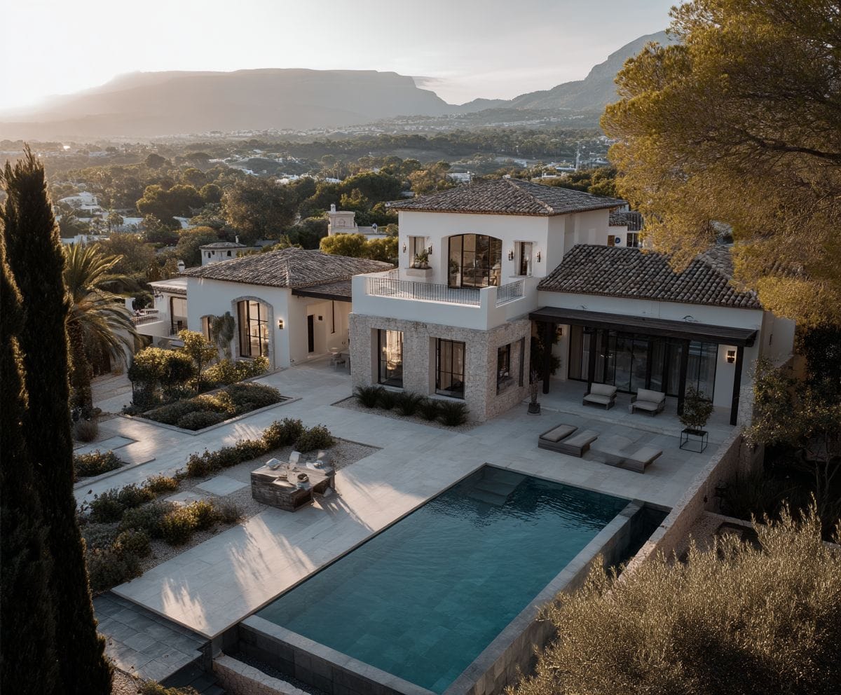 La villa Tramontana à Moraira est une maison de luxe avec vue sur la mer sur un grand terrain sur la Costa Blanca