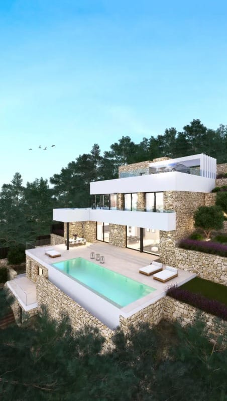 Parcela con vistas al mar y licencia concedida en Moraira
