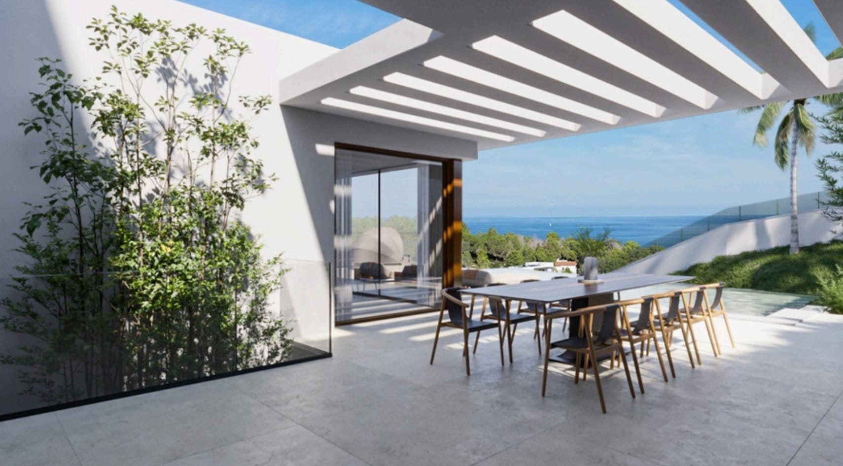 Luxury modern villa in Las Rotas, Dénia - 5 suites, indoor spa, cinema, and sea and Montgó views.