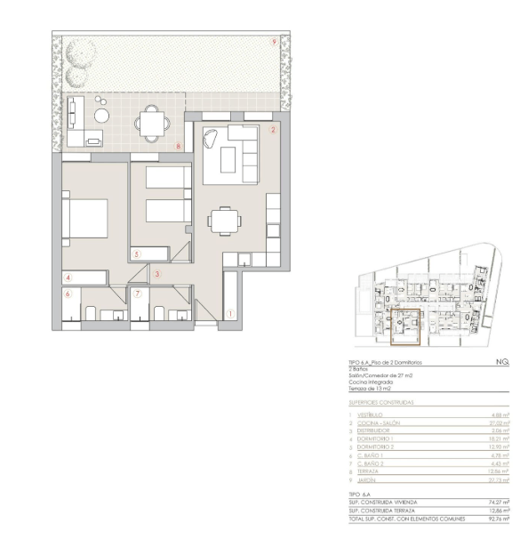 Apartamento en la planta baja de 2 habitaciones y piscina  en Jávea