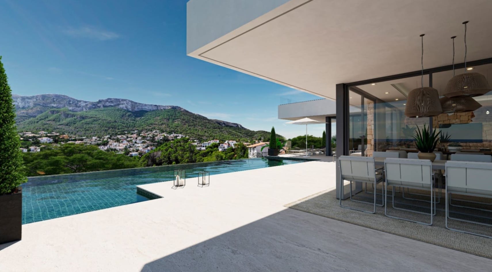 Villa moderna de obra nueva en Dénia con vistas al mar y al Montgó