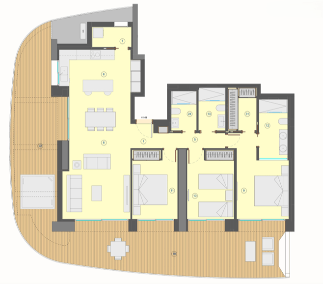 Apartamento de lujo de 3 dormitorios y 3 baños frente al mar en Playa de Poniente