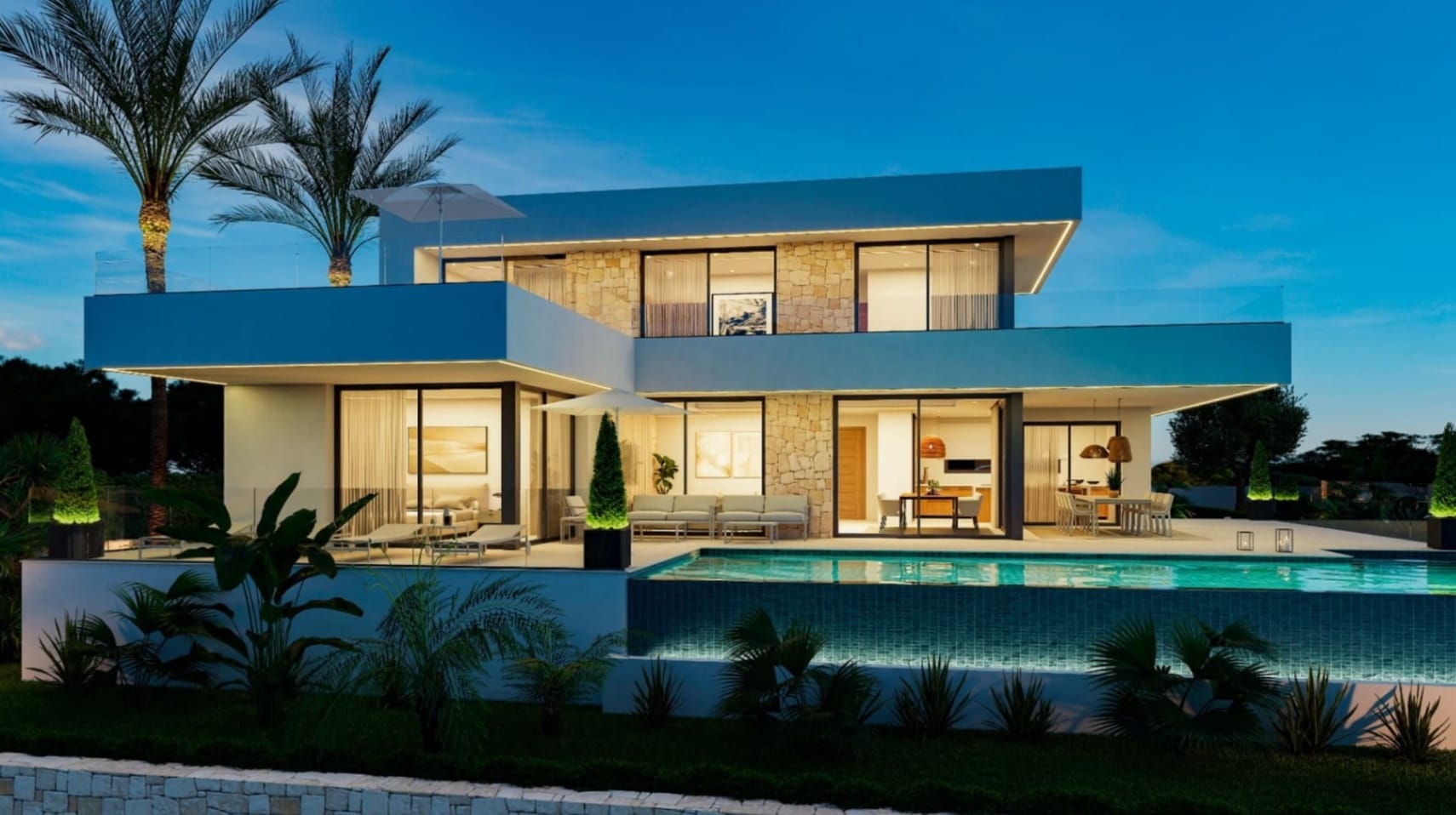 Villa moderna de obra nueva en Dénia con vistas al mar y al Montgó