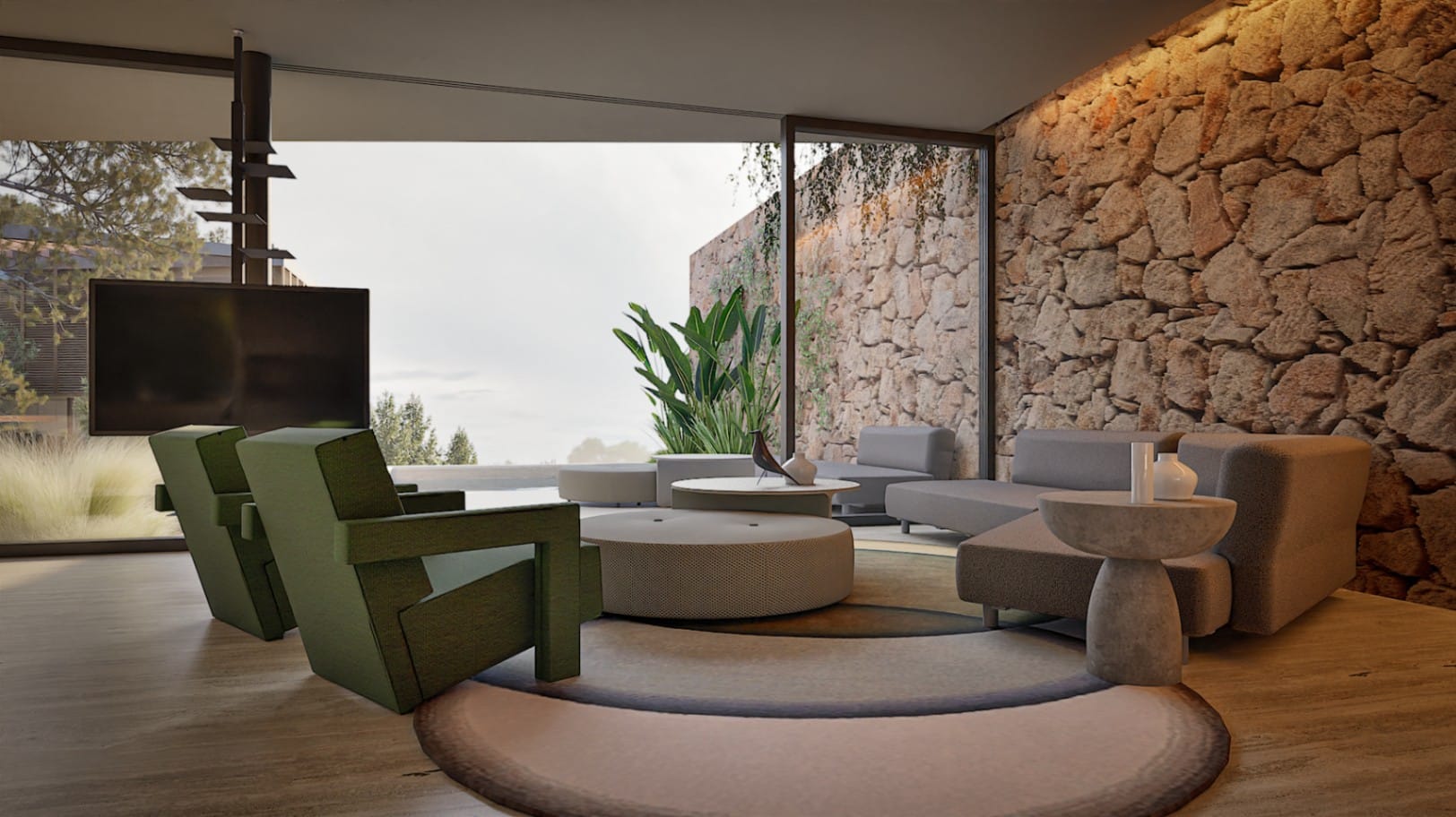 Moderne Designervilla mit privatem Pool, Panoramablick auf das Meer und 700 m vom Strand entfernt.