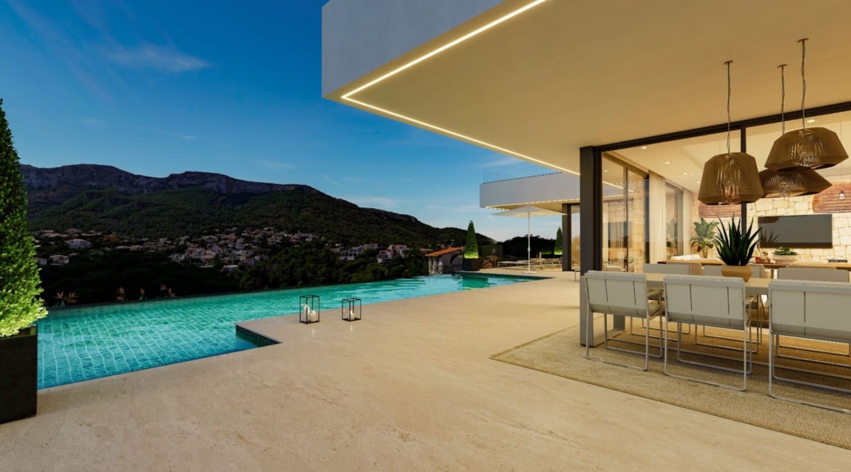 Villa moderna de obra nueva en Dénia con vistas al mar y al Montgó