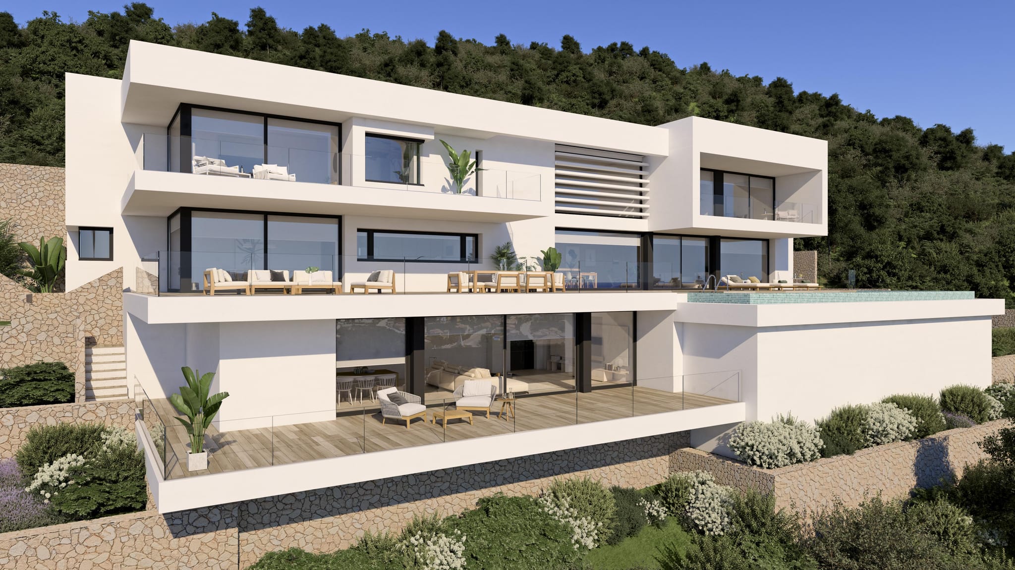 Moderne villa met 5 suites met uitzicht op de Middellandse Zee van Moraira