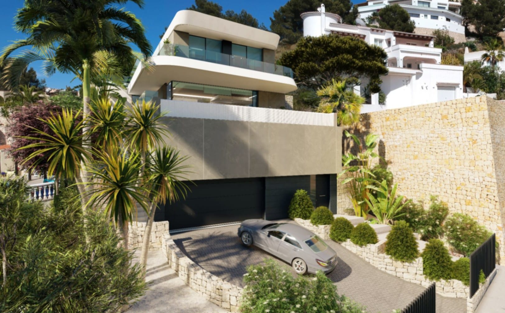 Luxe villa in Moraira met panoramisch uitzicht op zee en infinity pool dicht bij het strand El Portet