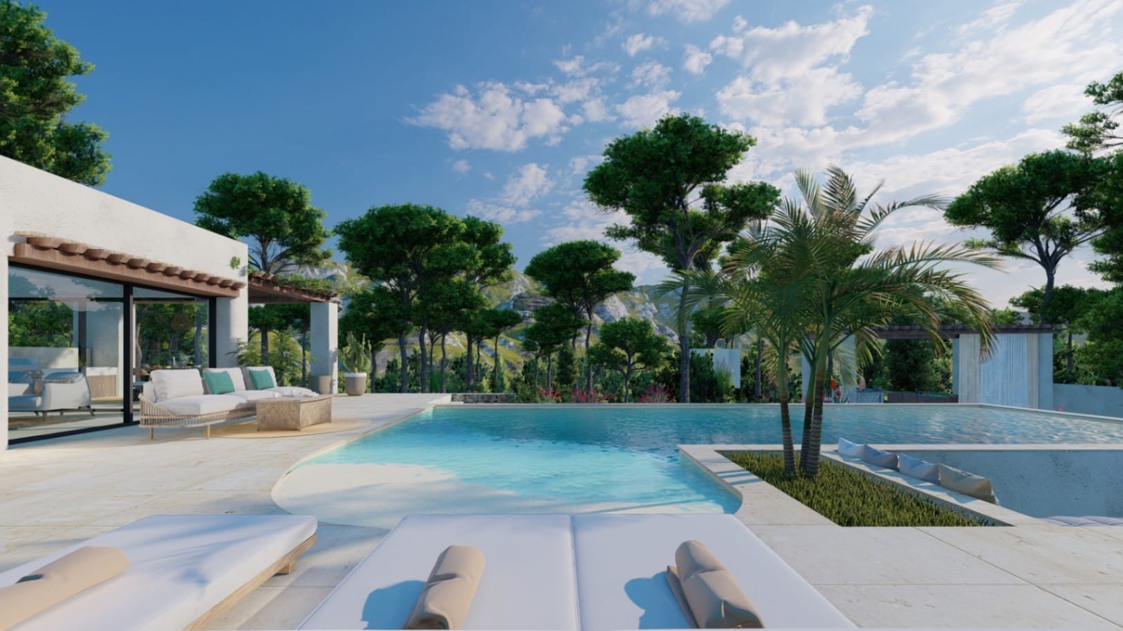 Villa de lujo de estilo ibicenco moderno en Balcón al Mar, Jávea, con vistas al mar y piscina privada