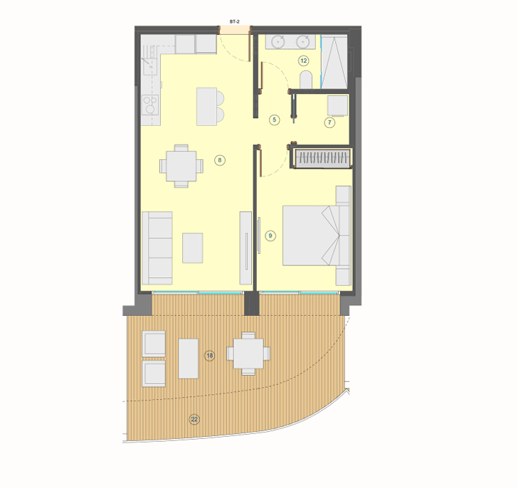 Apartamento de 1 dormitorio y 1 baño en la playa de Pniente en Benidorm