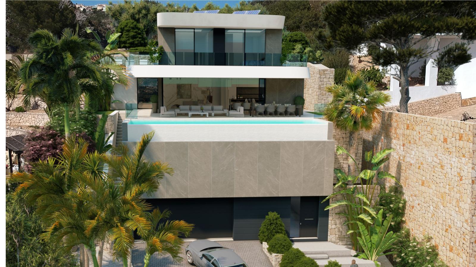 Luxe villa in Moraira met panoramisch uitzicht op zee en infinity pool dicht bij het strand El Portet
