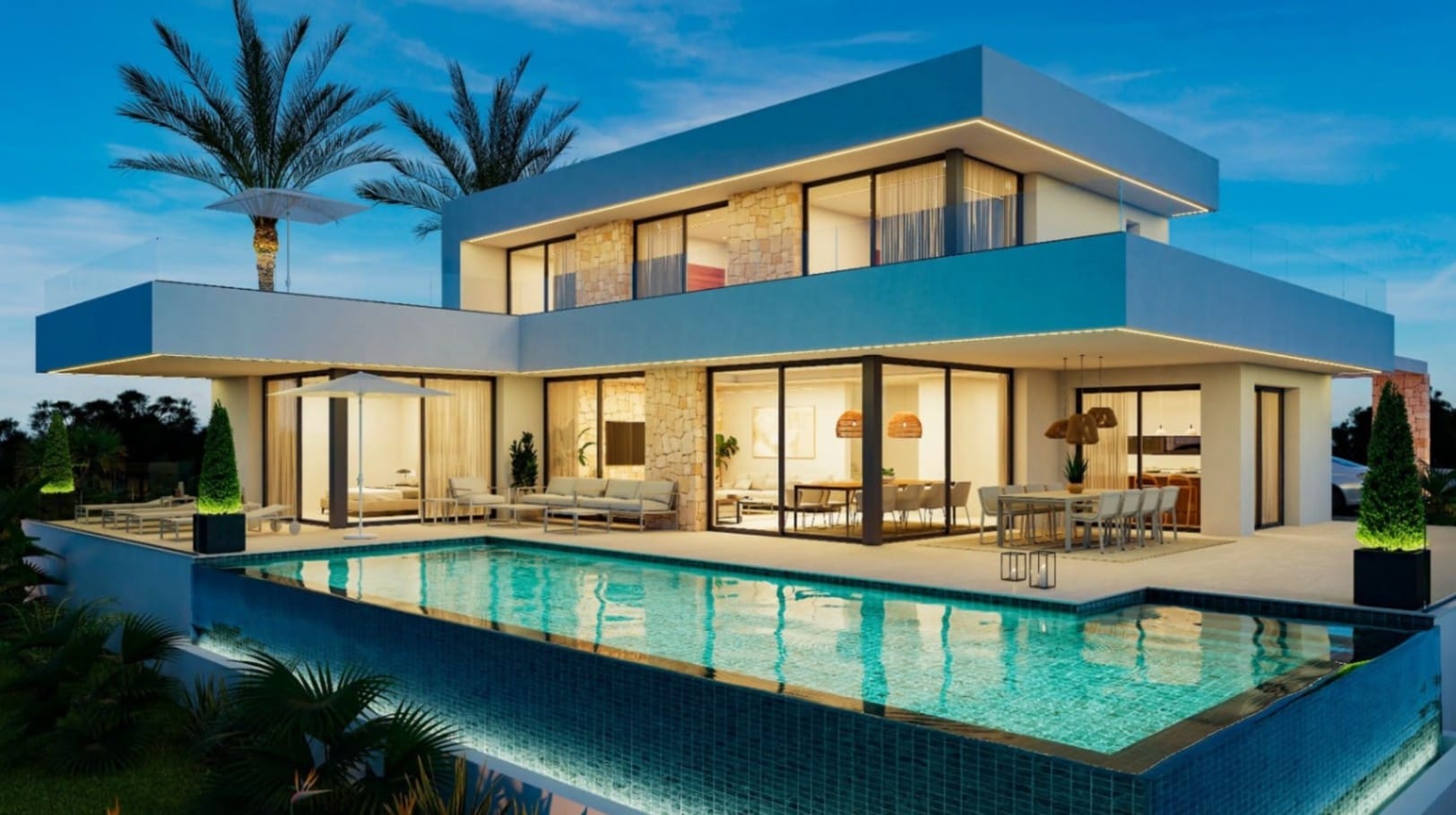 Villa moderna de obra nueva en Dénia con vistas al mar y al Montgó