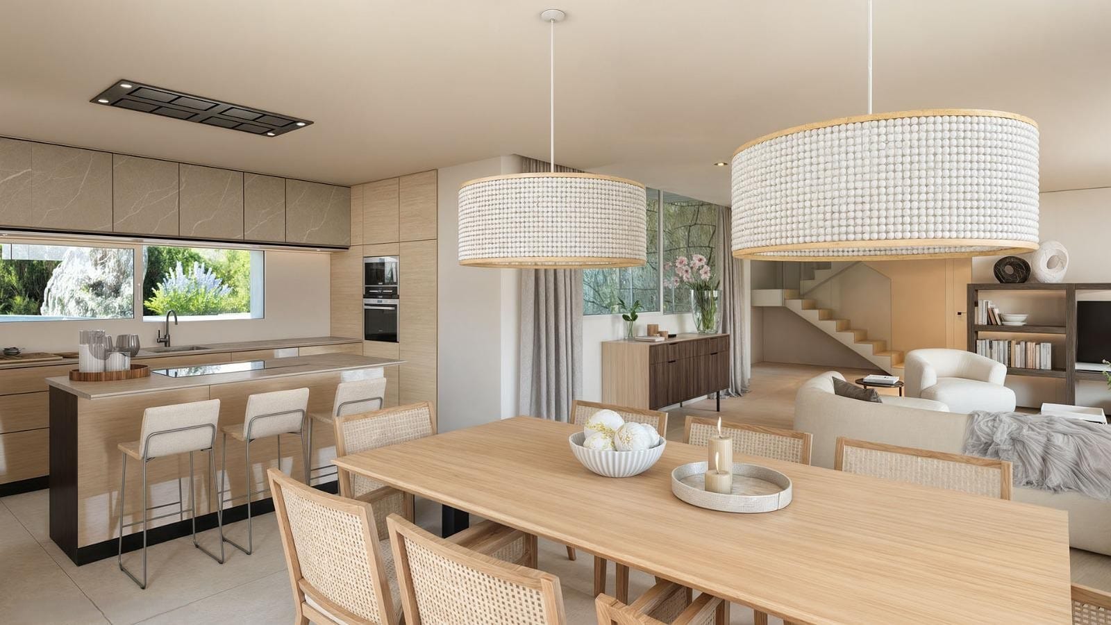Villa moderna en Moraira con vistas al mar, orientación sur y piscina