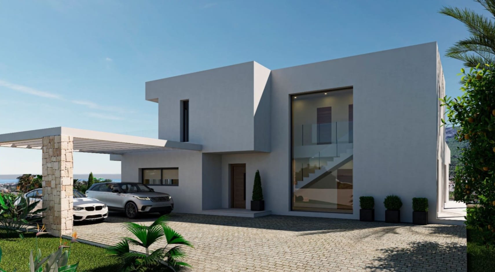 Villa moderna de obra nueva en Dénia con vistas al mar y al Montgó