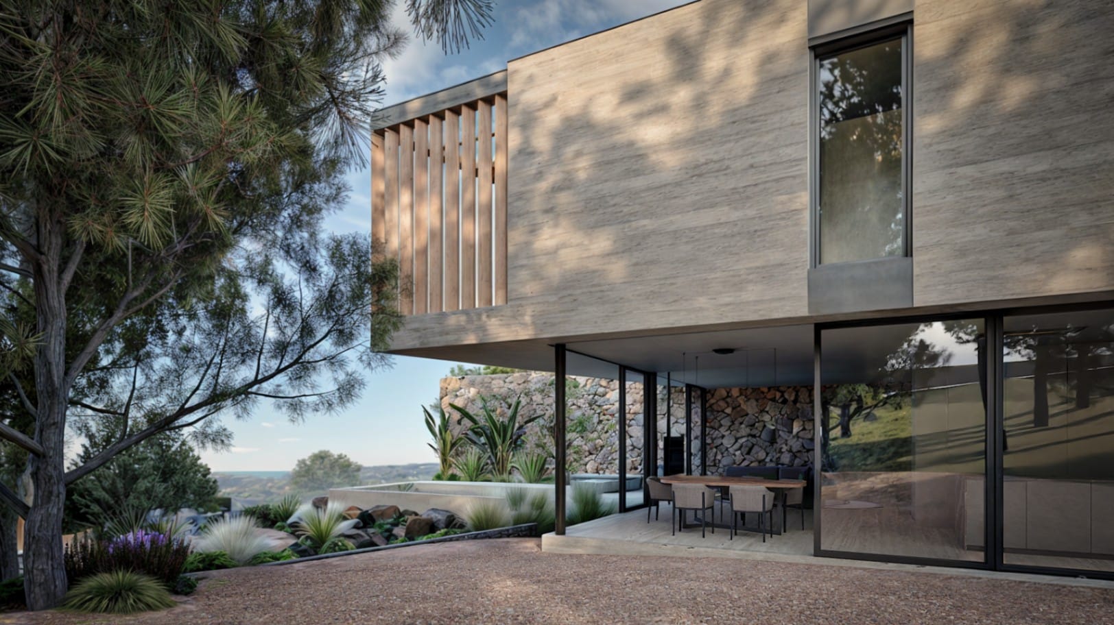 Moderne Designervilla mit privatem Pool, Panoramablick auf das Meer und 700 m vom Strand entfernt.