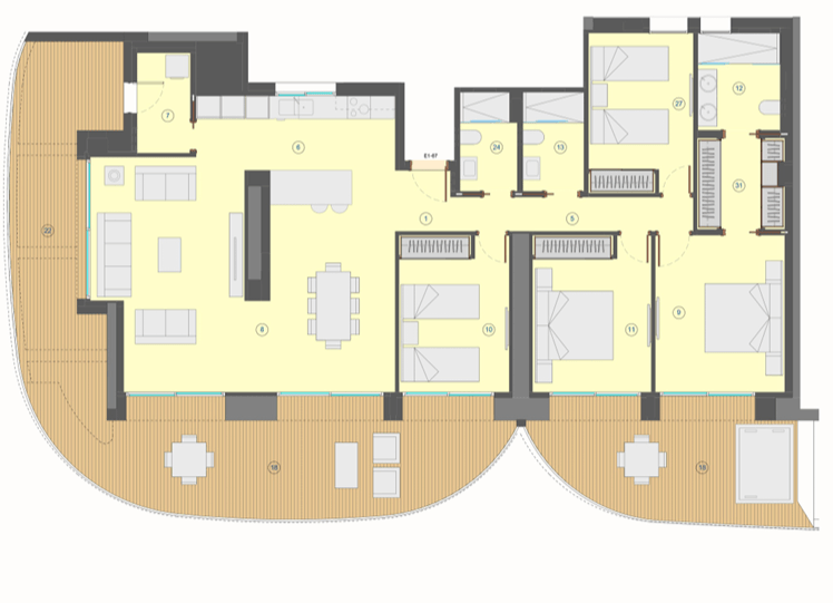 Apartamento exclusivo de 4 dormitorios y 3 baños en la Playa de Poniente