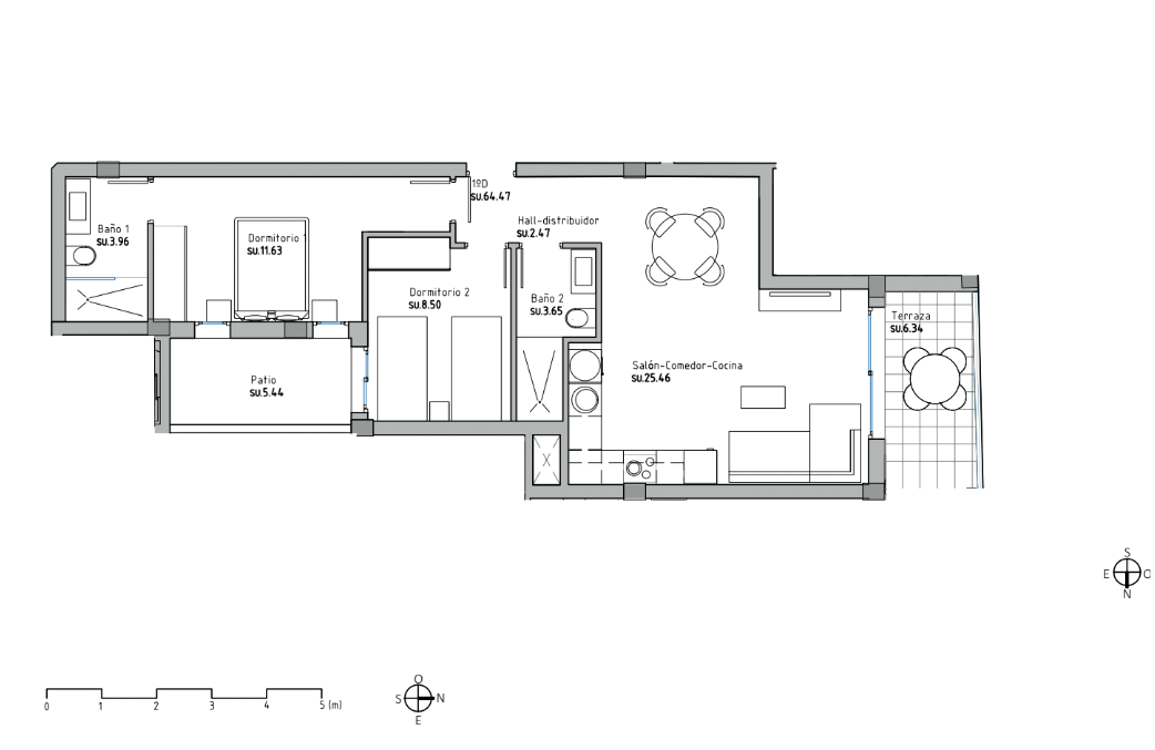 Appartement met 2 slaapkamers in Guardamar, op 100m van het strand