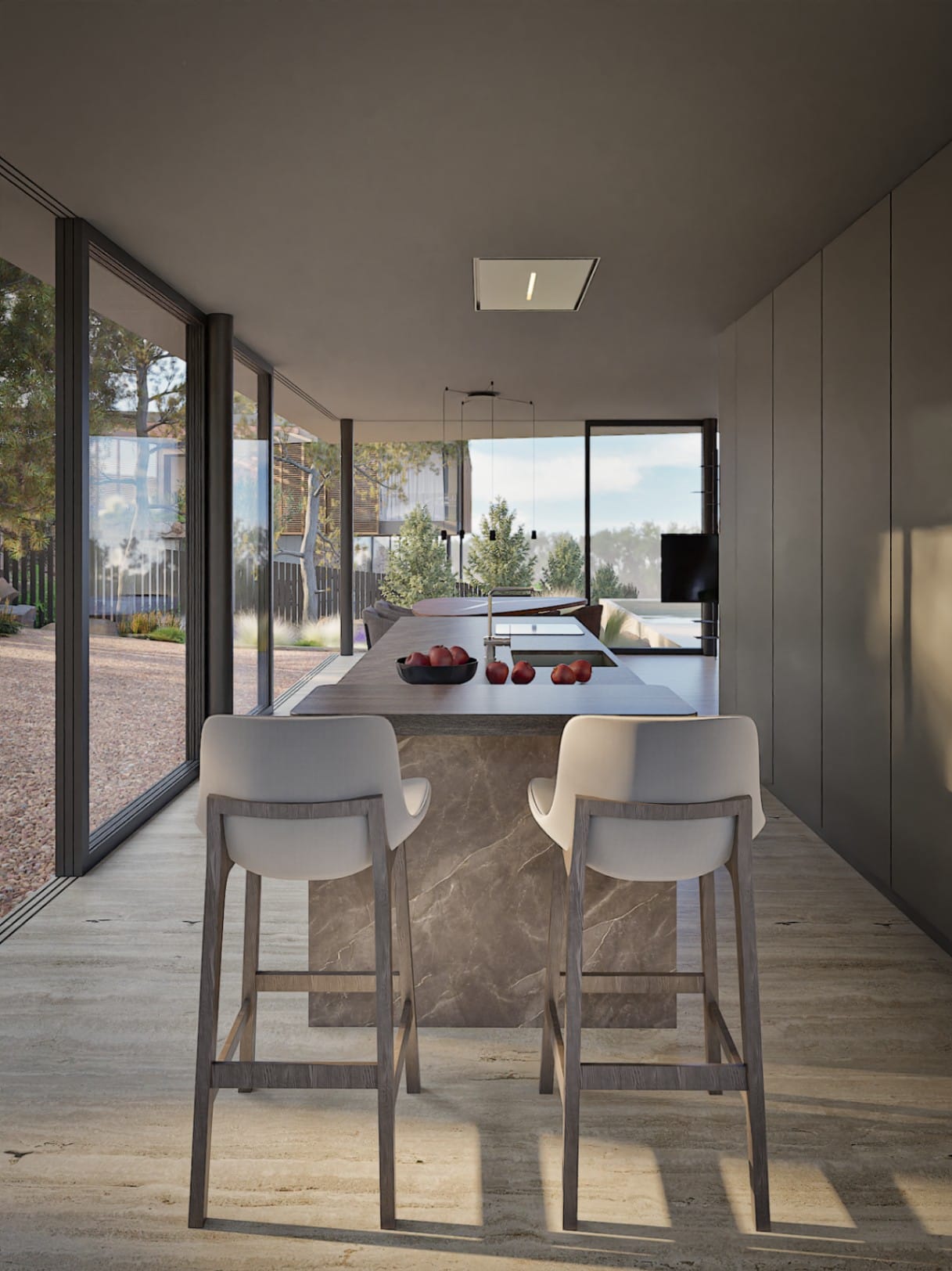 Moderne Designervilla mit privatem Pool, Panoramablick auf das Meer und 700 m vom Strand entfernt.