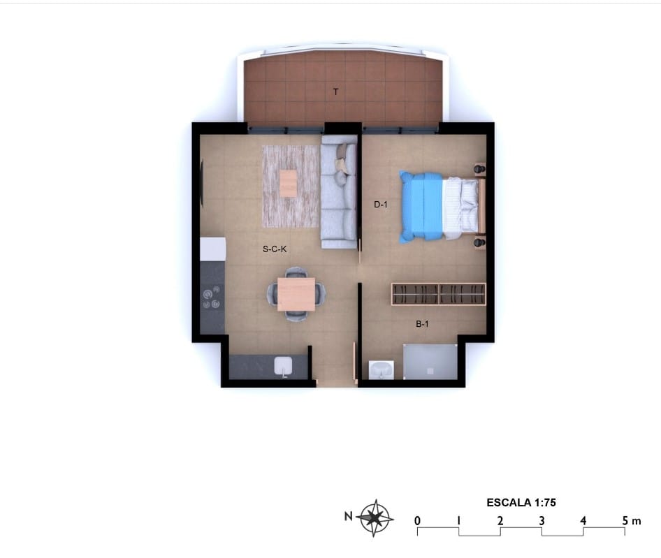 Appartement 1 chambre au premier étage à Dénia
