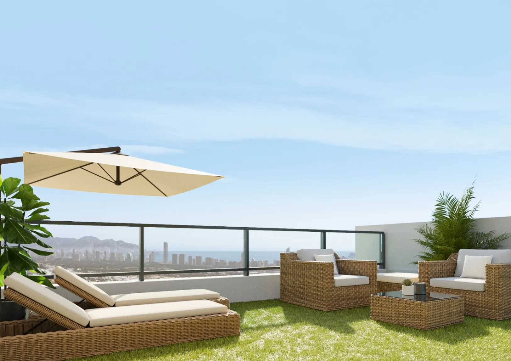 Bungalow de 3 dormitorios con vistas al mar en Benidorm