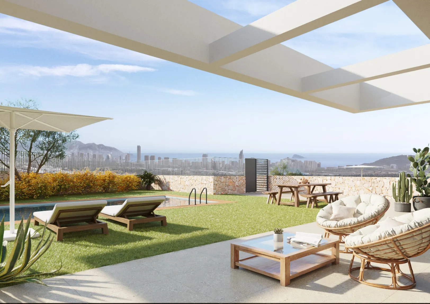 Bungalow de 3 dormitorios con vistas al mar en Benidorm