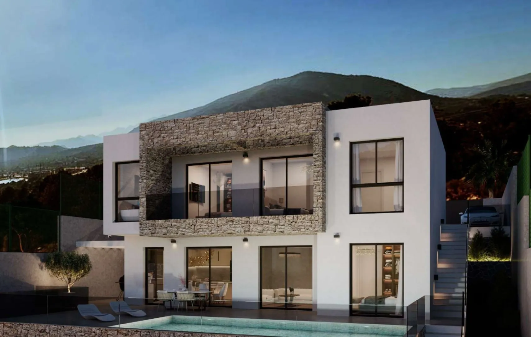 Villa met modern design en uitzicht in Sierra Cortina nabij Benidorm