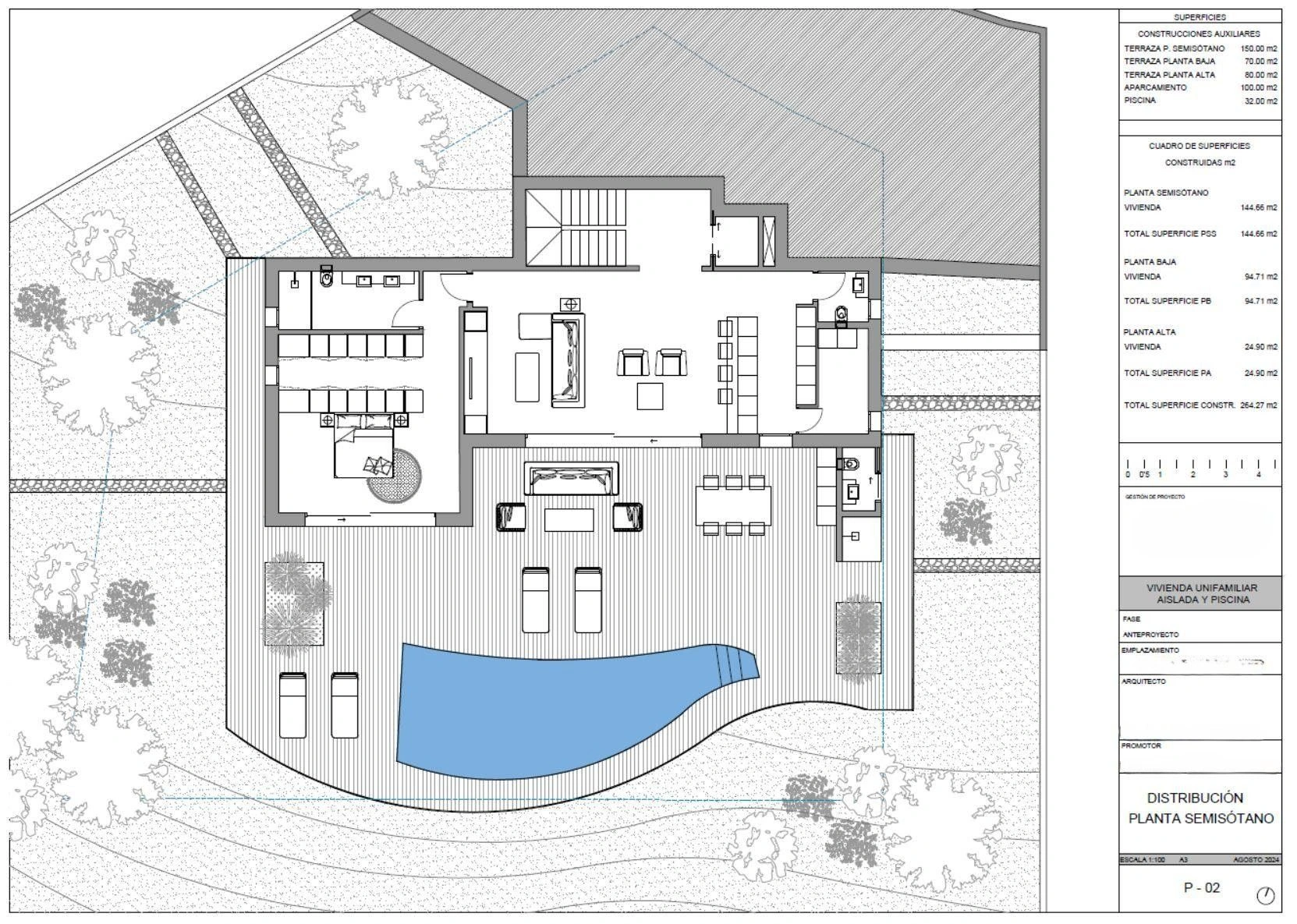 Villa design à Calpe avec orientation sud et vue sur la mer.