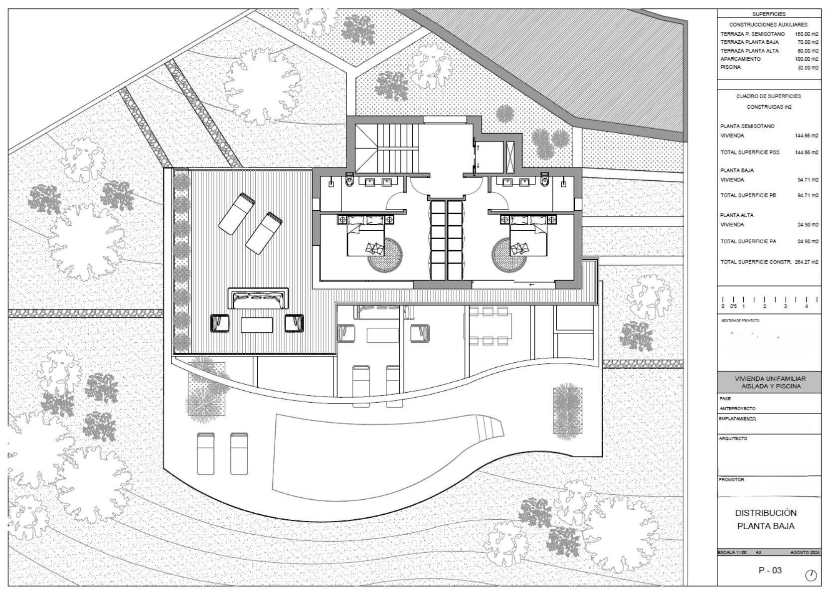 Villa design à Calpe avec orientation sud et vue sur la mer.