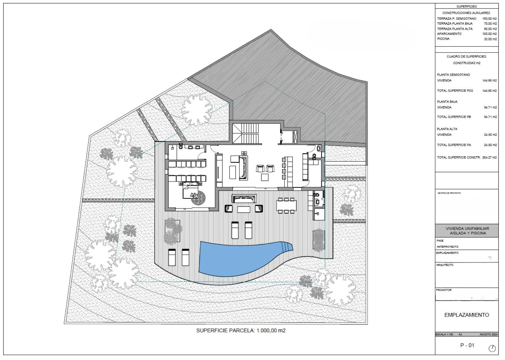 Villa design à Calpe avec orientation sud et vue sur la mer.