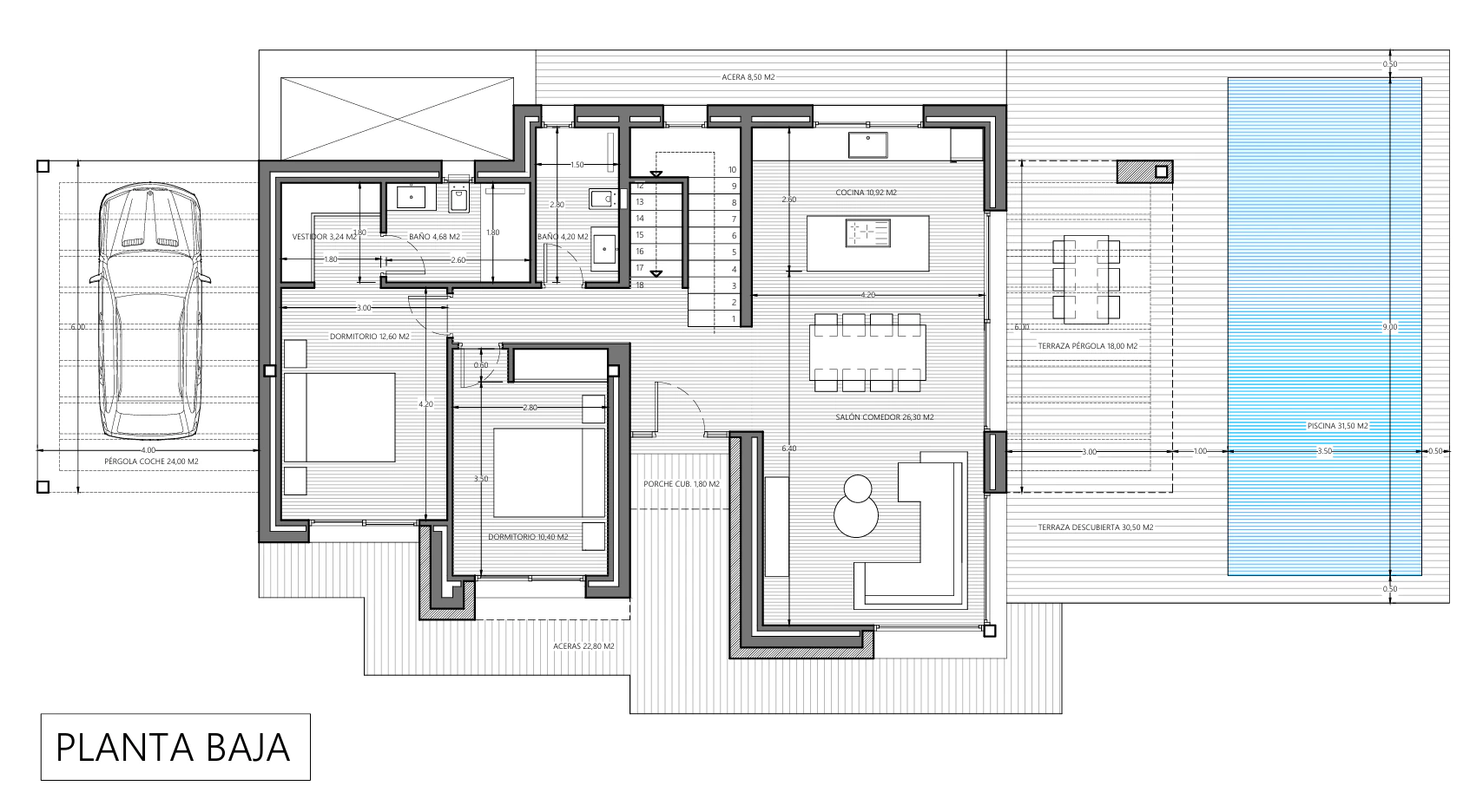 Villa moderne avec 4 chambres, piscine et jardin à Dénia