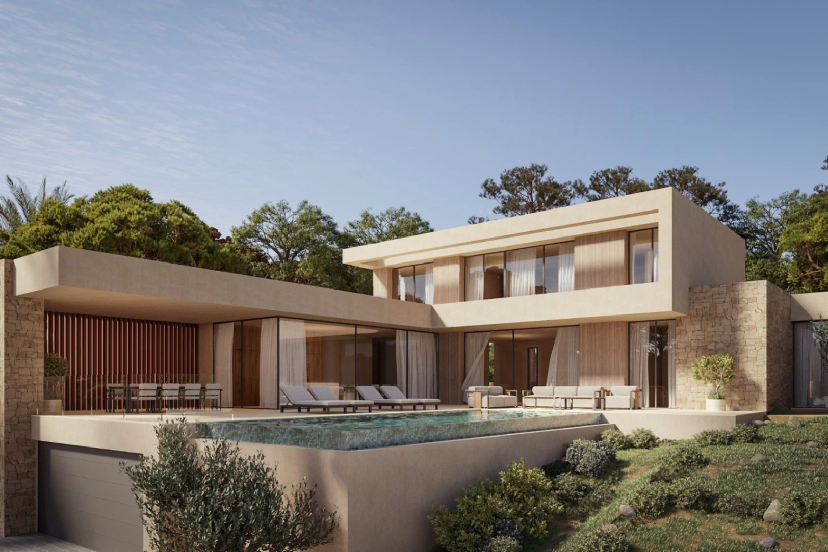 Villa de obra nueva en Moraira con vistas al mar, piscina privada y diseño mediterráneo contemporáneo...