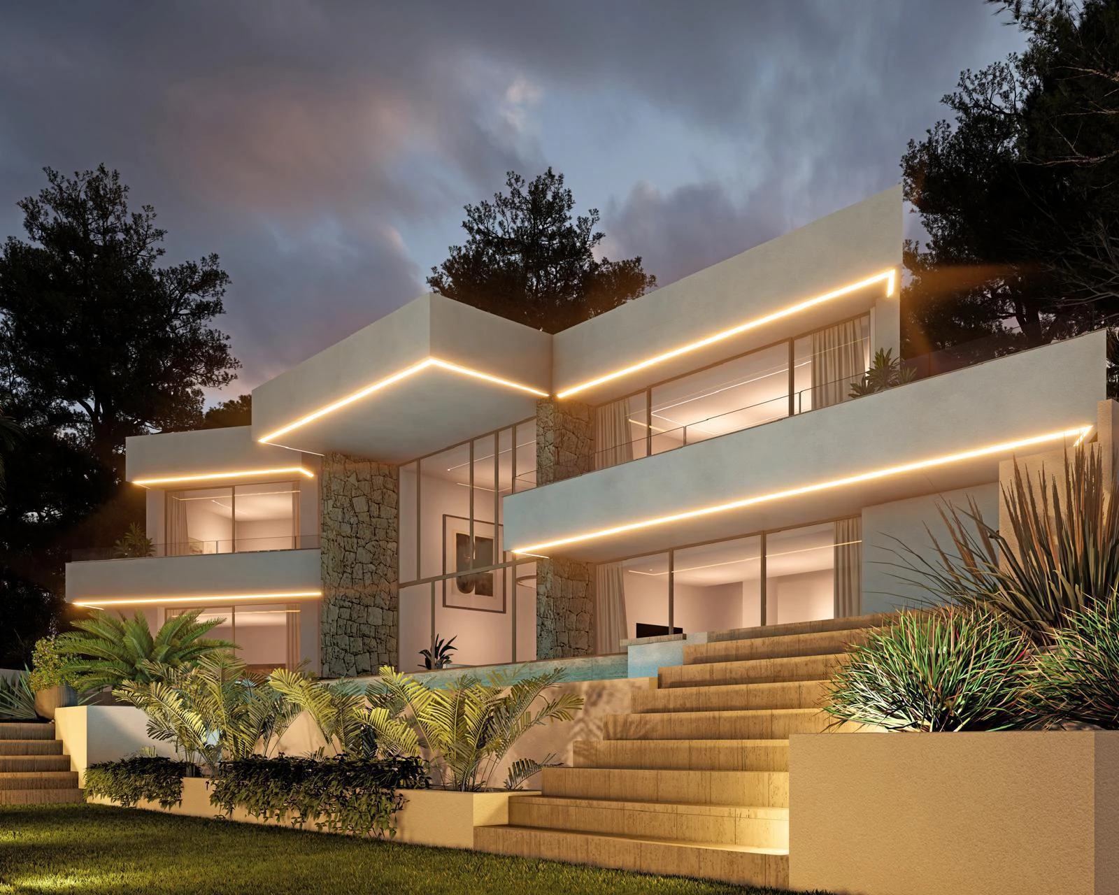 Luxe nieuwbouwvilla in Moraira met zeezicht, 5 suites, infinity zwembad en een eigentijds ontwerp.