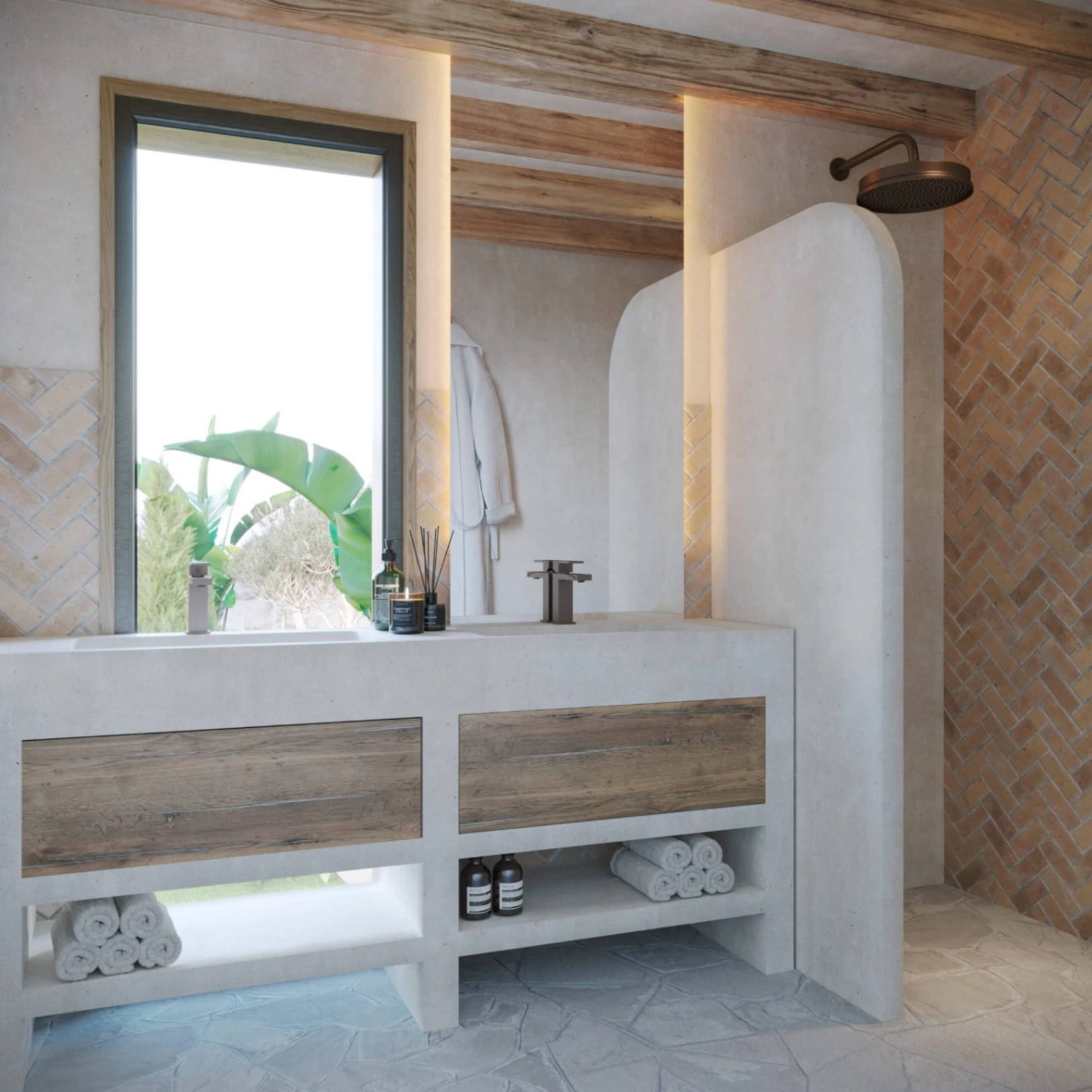 Villa mediterránea ibicenca reformada con vistas al Montgó en Jávea