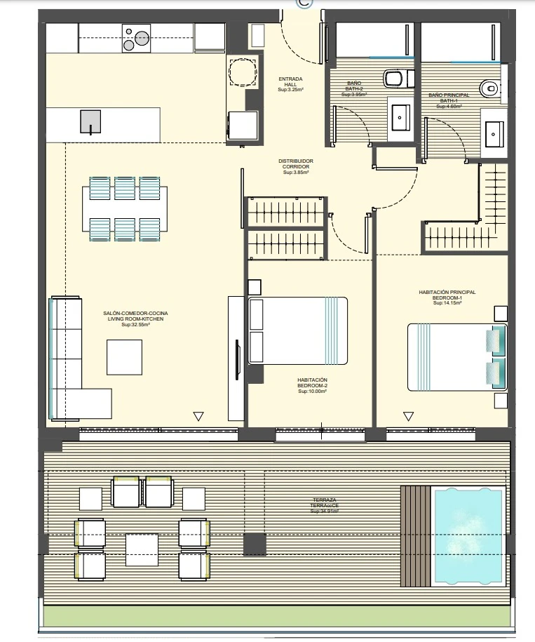 Apartamento Ático aterrazado con vistas al mar en Benidorm