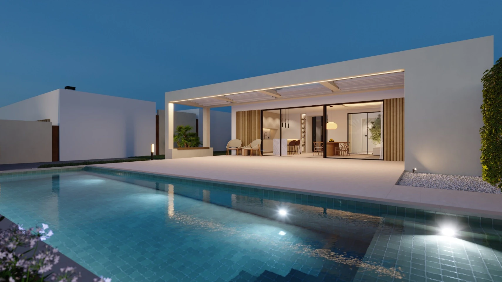 Villa independiente de una sola planta con diseño mediterráneo contemporáneo cerca de Benidorm