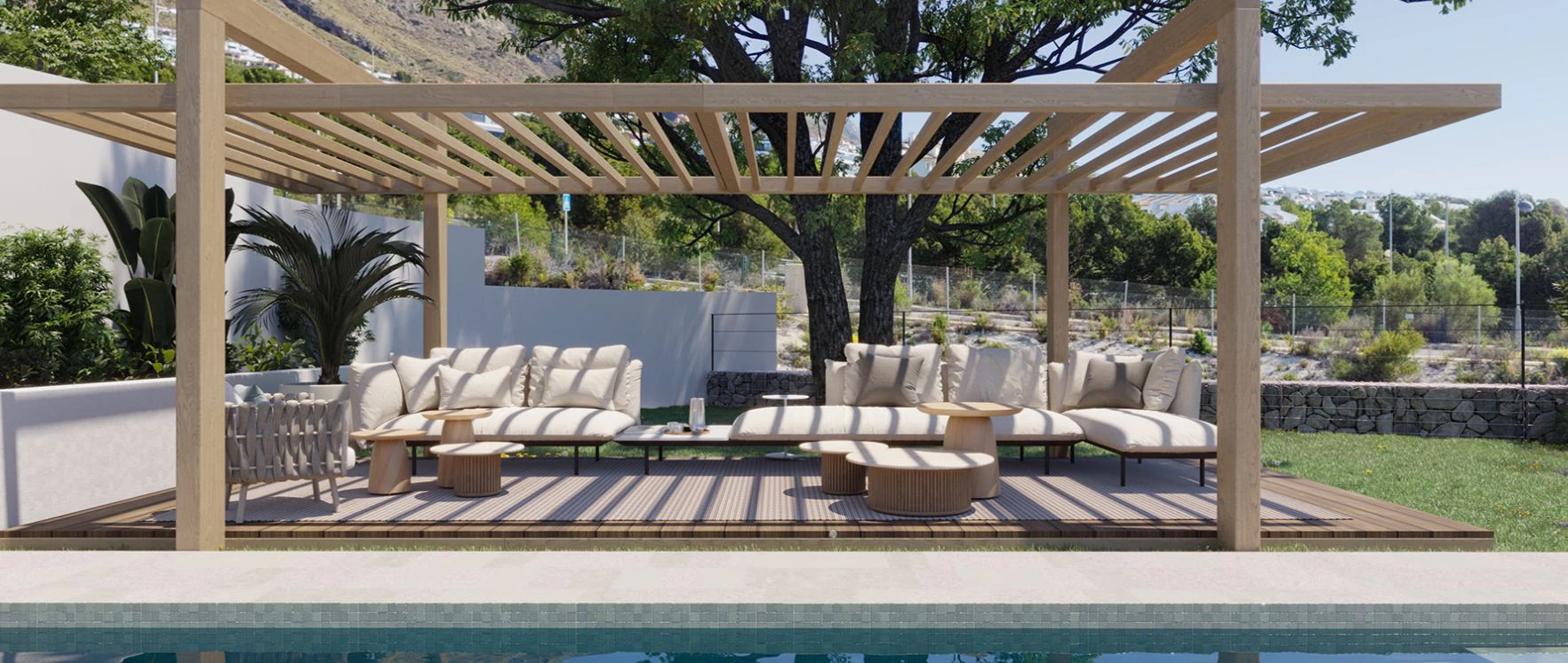 Villa moderna de una sola planta con patio interior y piscina privada
