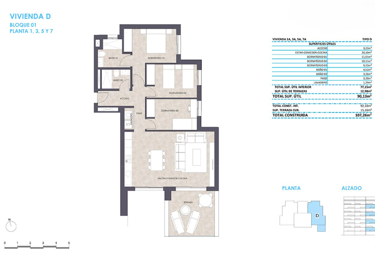 Apartamento en venta en Calpe con 3 dormitorios y piscina