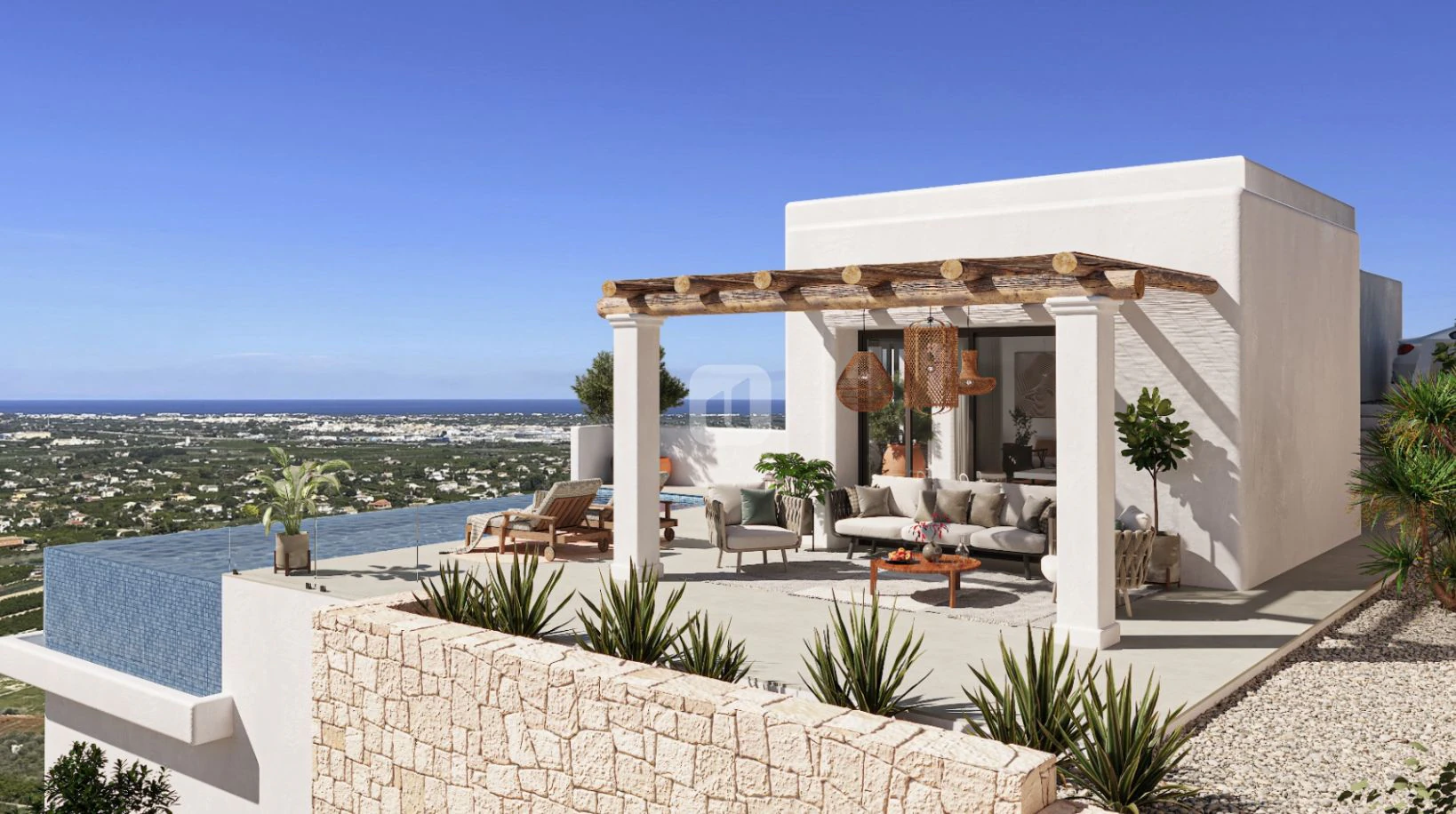 CBHN1318 - Villa moderna al estilo de Ibiza en venta con vistas al mar en Pedreguer