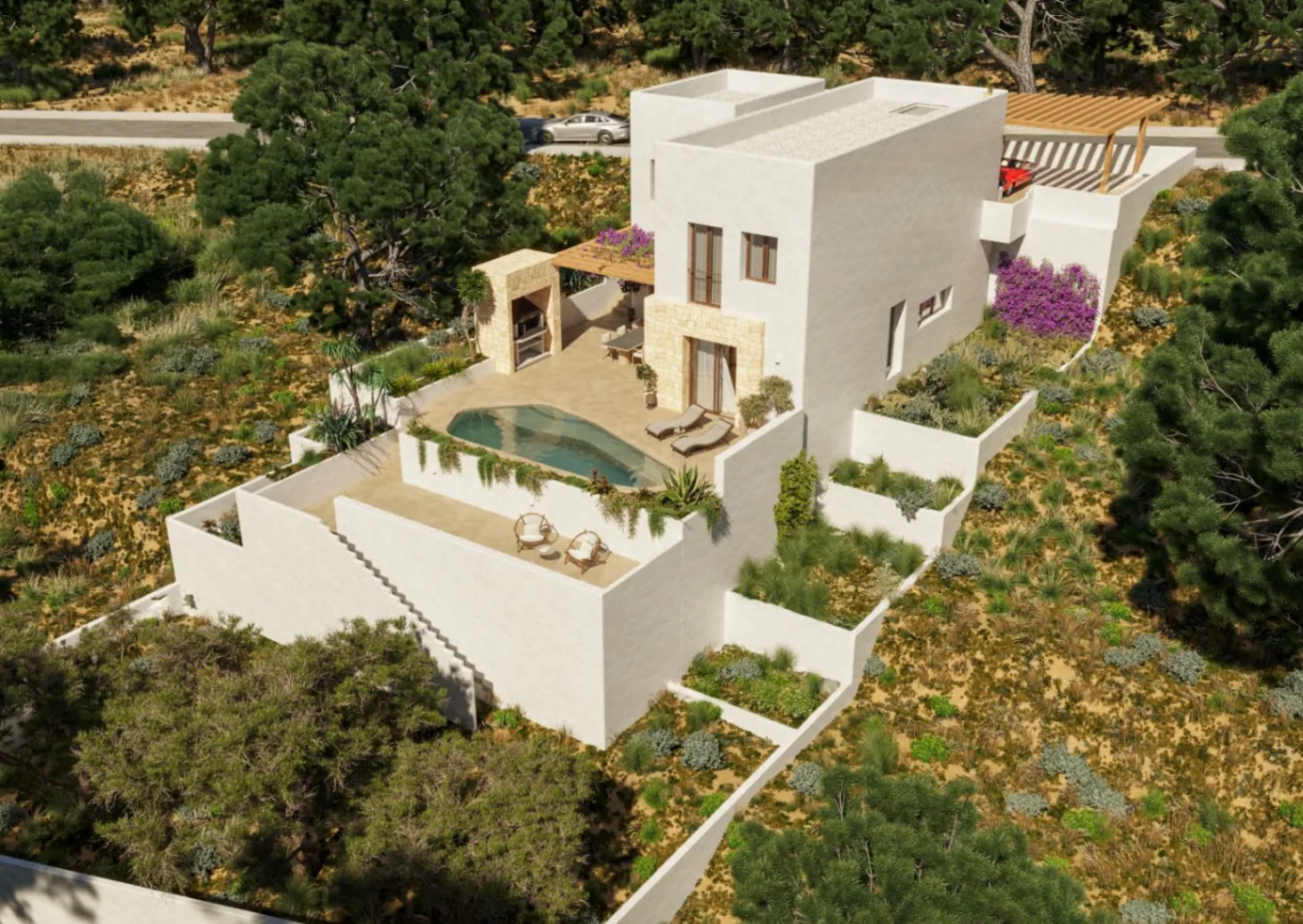 Villa Mediterránea de Obra Nueva con Piscina, Cerca de Moraira