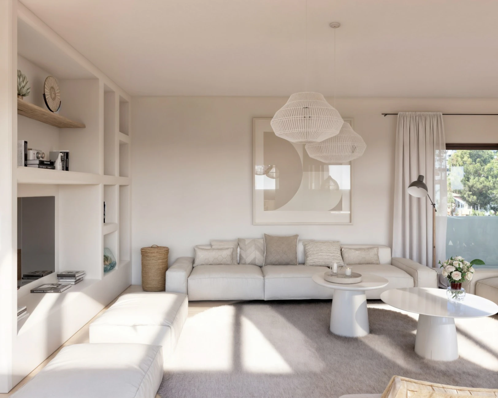 Villa de lujo estilo Ibiza en construcción con vistas al mar