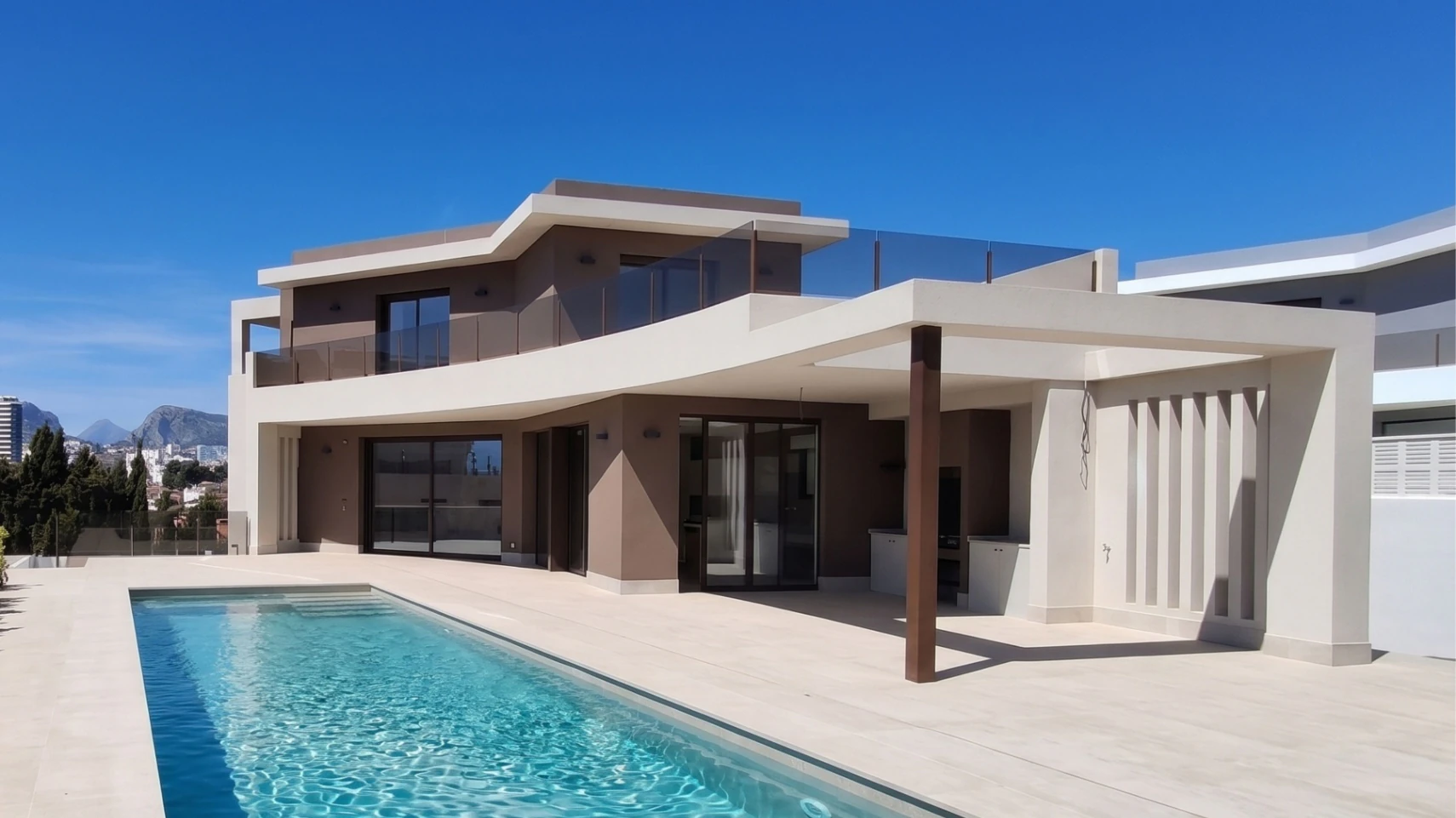 Villa moderna de obra nueva en Calpe con vistas al mar y al Peñón de Ifach