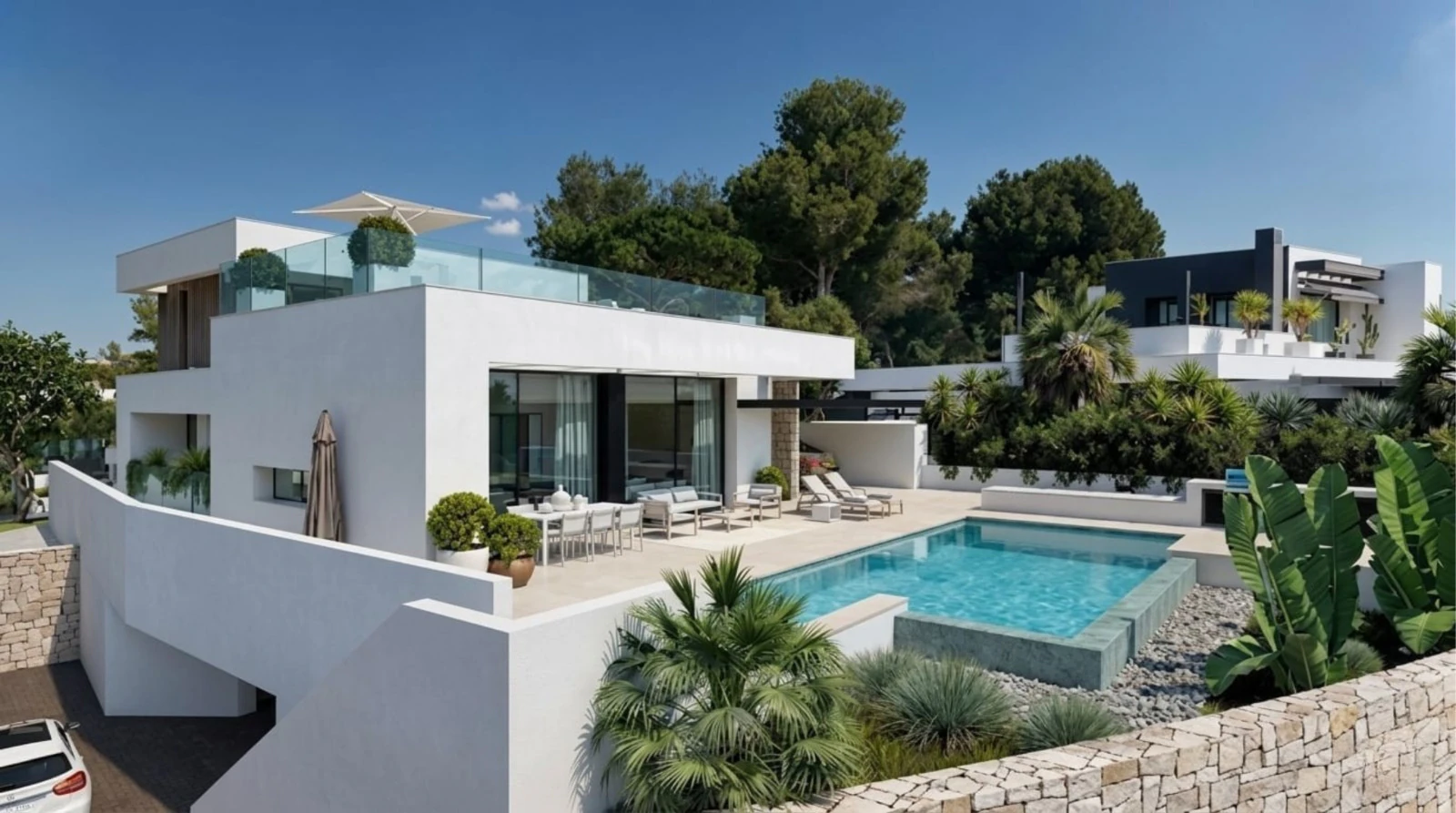 VILLA DE LUJO MODERNA CERCA DEL CENTRO DE MORAIRA Y DE SUS PLAYAS