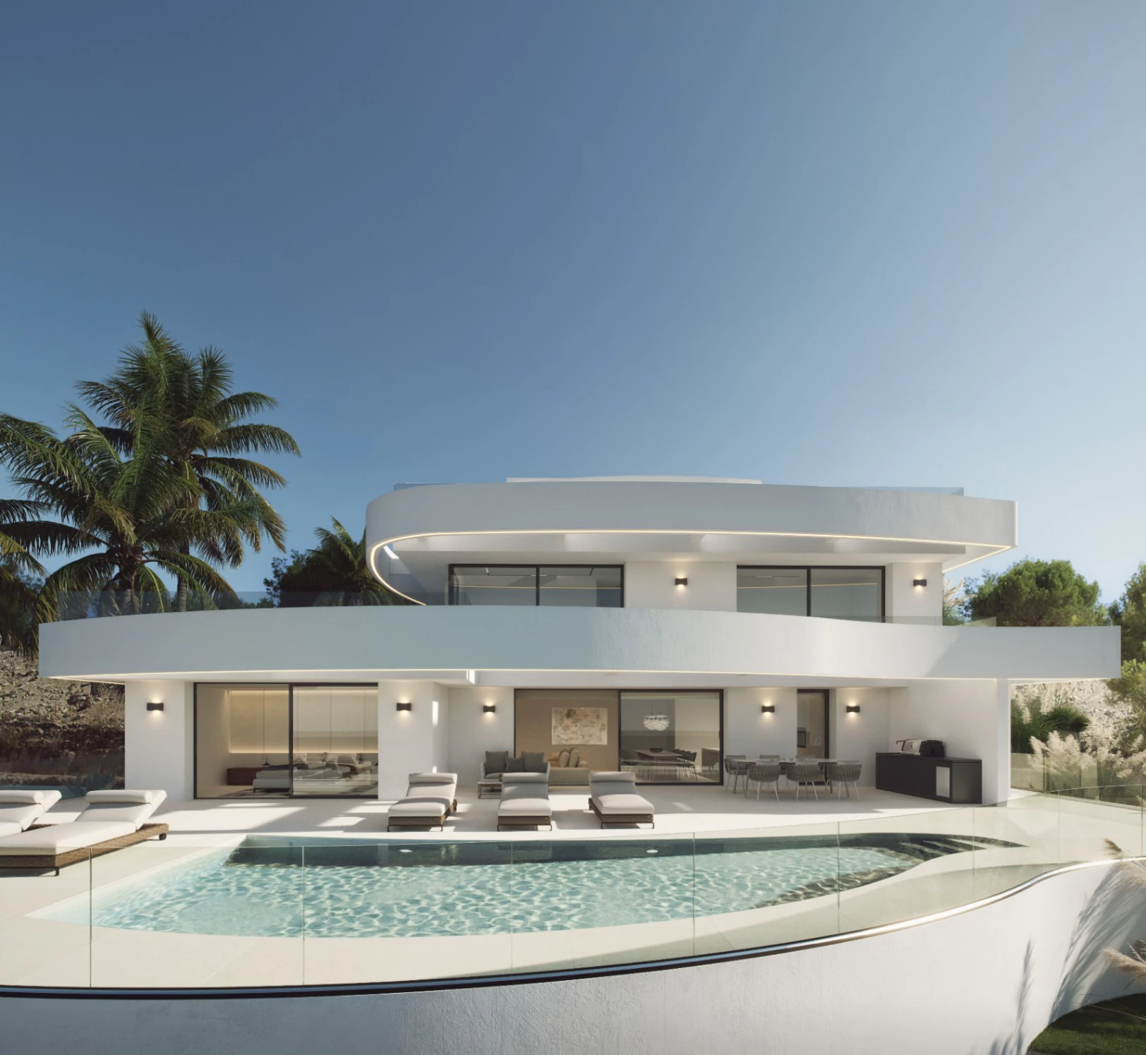 Villa sofisticada con orientación sur, piscina infinity y vistas al mar
