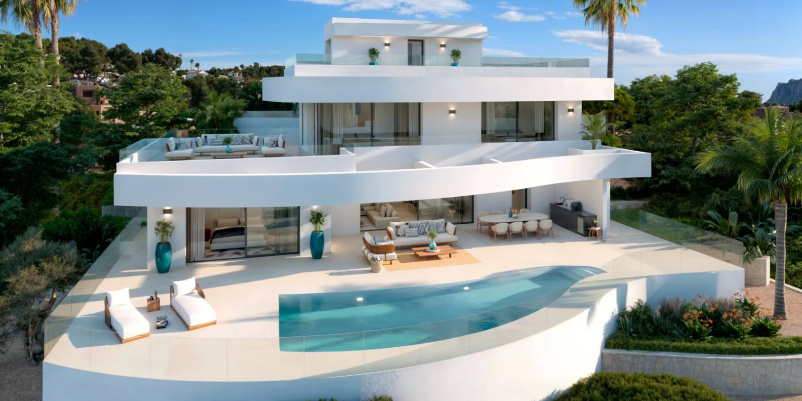 Villa sofisticada con orientación sur, piscina infinity y vistas al mar