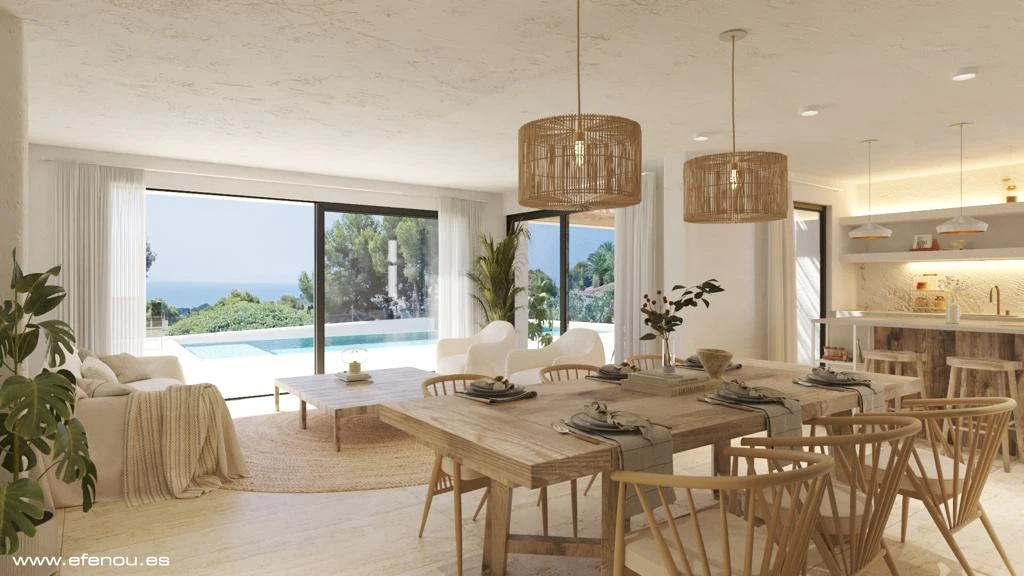Villa Estilo Ibicenco Cerca de Moraira con Preciosas Vistas