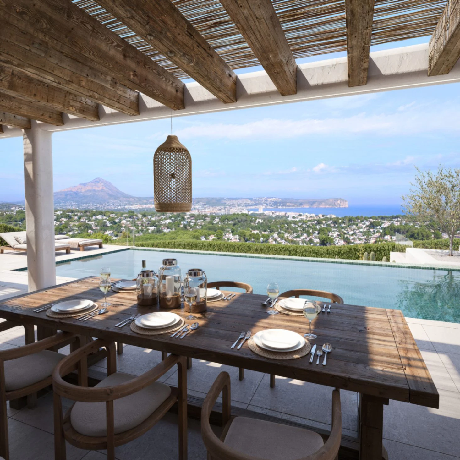 Villa de lujo de estilo Ibiza con vistas panorámicas al mar en Jávea