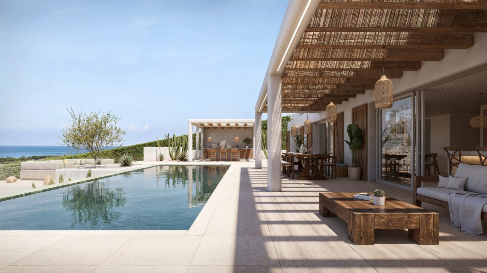 Villa de lujo de estilo Ibiza con vistas panorámicas al mar en Jávea