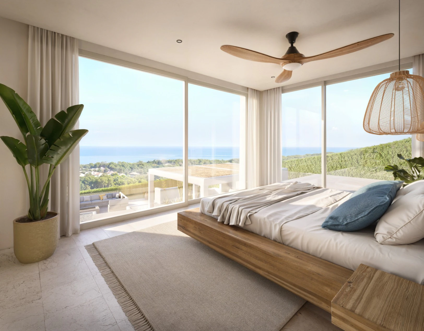 Villa de lujo de estilo Ibiza con vistas panorámicas al mar en Jávea