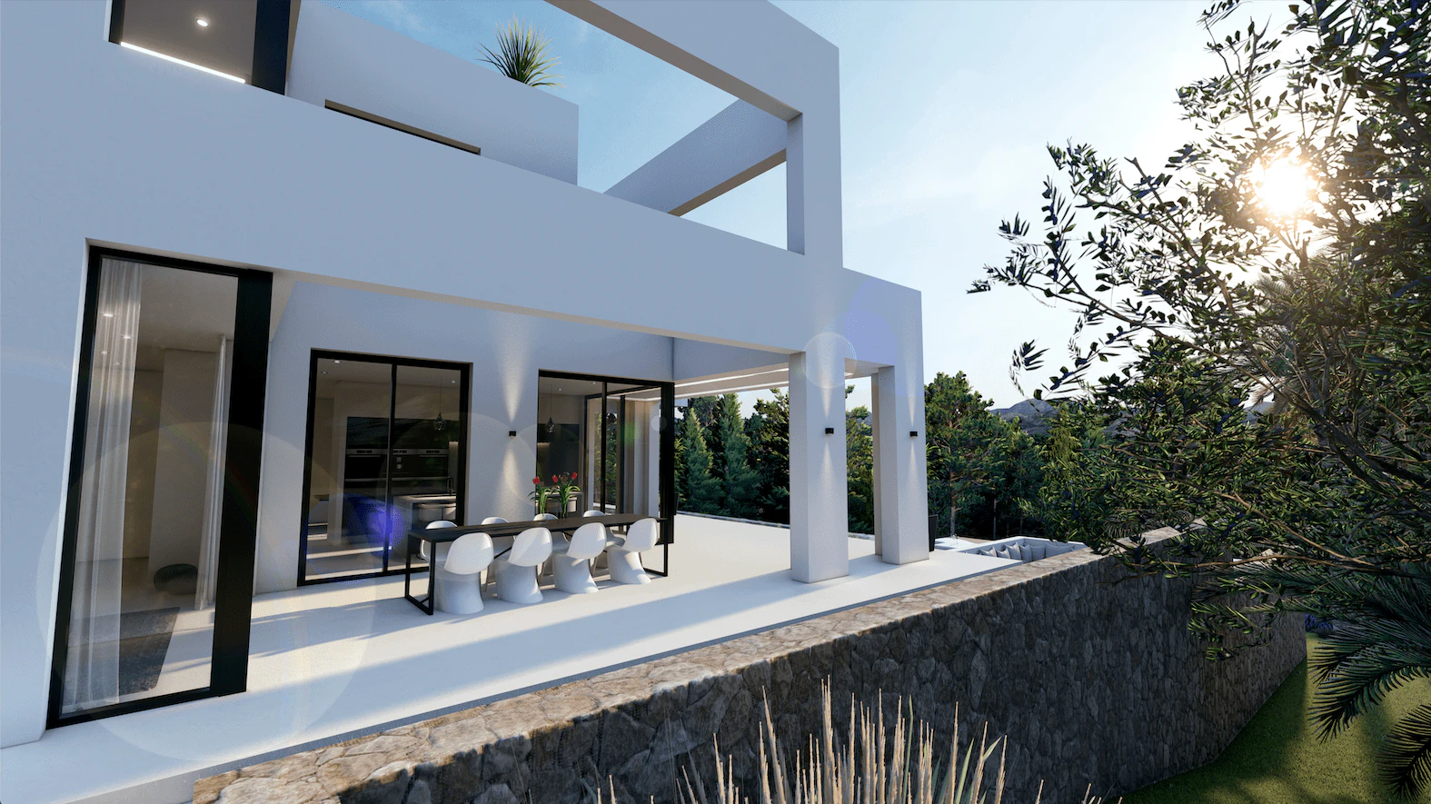 Vue panoramique sur la mer villa moderne à Benissa Costa