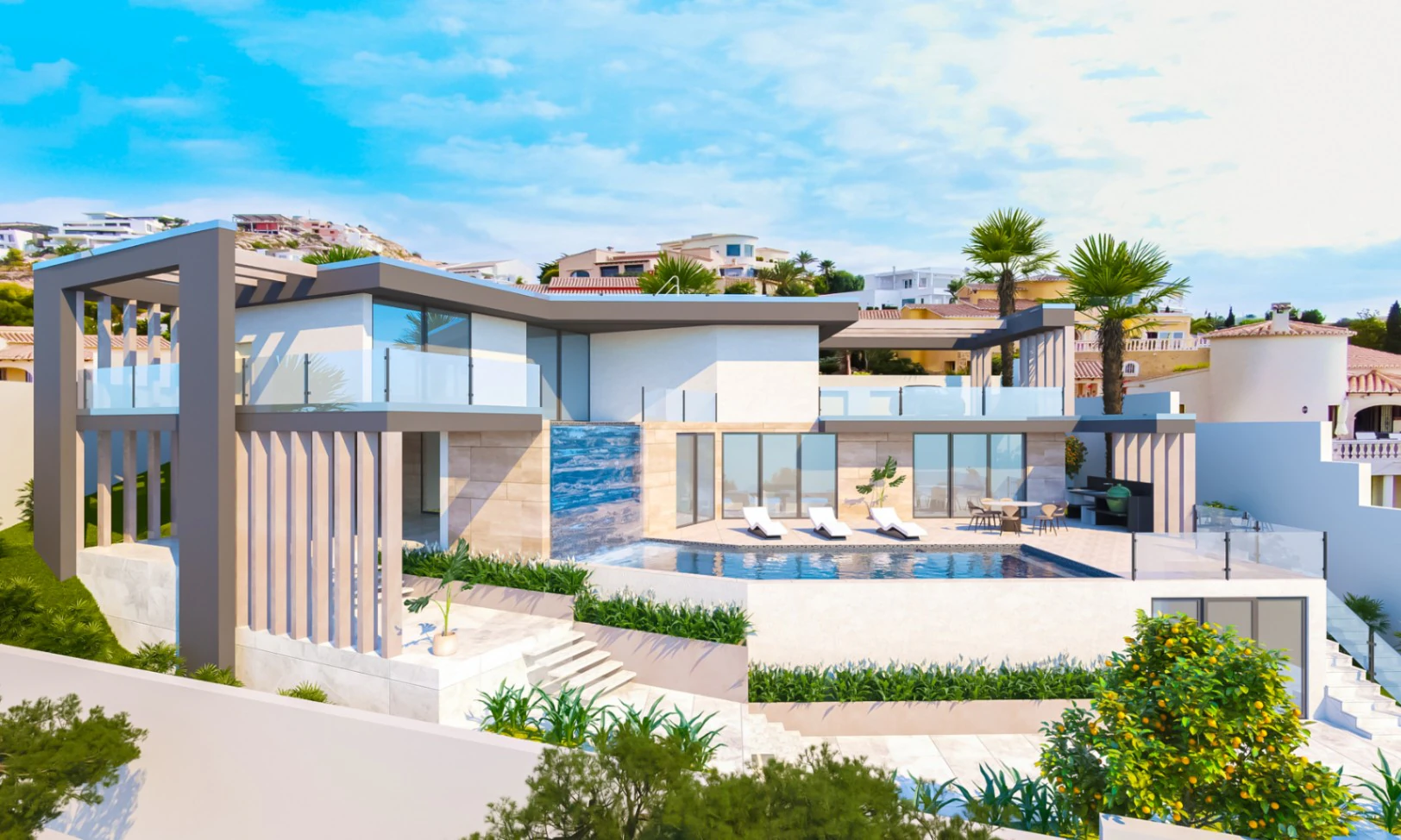 Moderne design villa mit spektakulärem meerblick und luxuriöser ausstattung