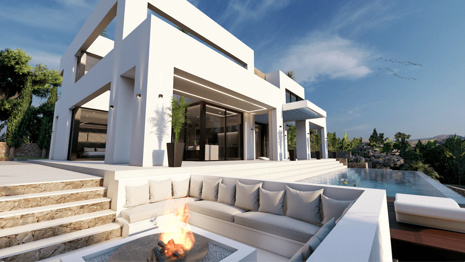 Vue panoramique sur la mer villa moderne à Benissa Costa
